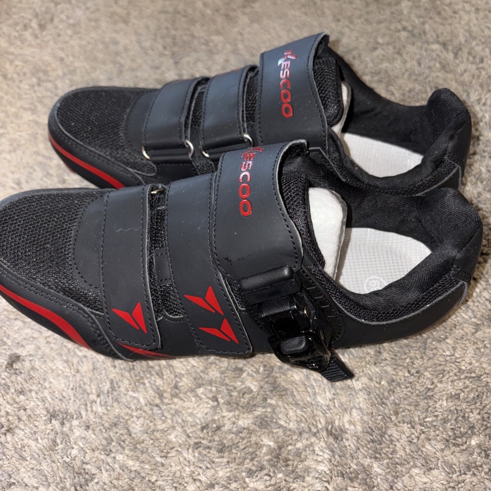 Kescoo Unisex Cycling Shoes, Black/Red, EURO 39 Mens 6, Womens 7.5-8